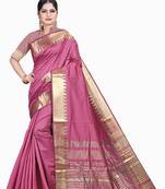Purple woven silk blend saree with blouse