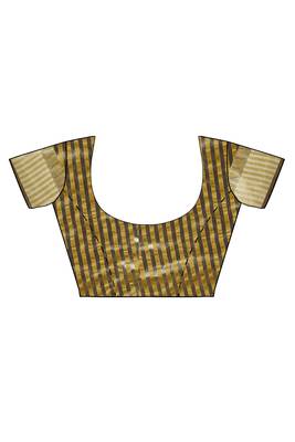 Yellow woven silk blend saree with blouse 4