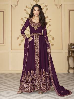 Purple embroidered georgette salwar 1
