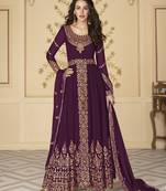 Purple embroidered georgette salwar