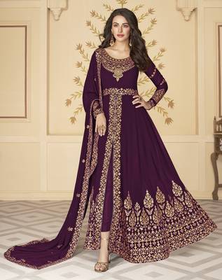 Purple embroidered georgette salwar 2