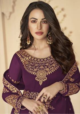 Purple embroidered georgette salwar 3