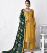 Yellow embroidered silk salwar