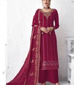 Magenta embroidered silk salwar