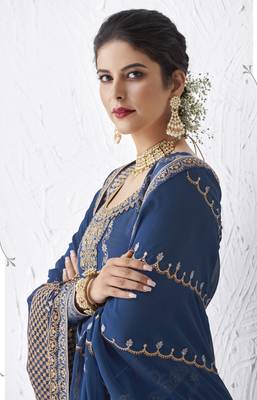 Blue embroidered silk salwar 4