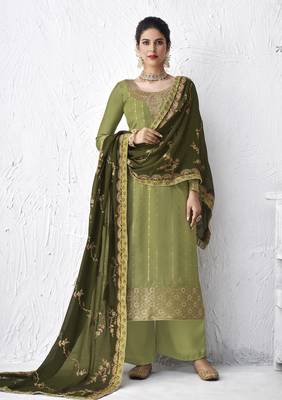 Green embroidered silk salwar 1