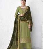 Green embroidered silk salwar