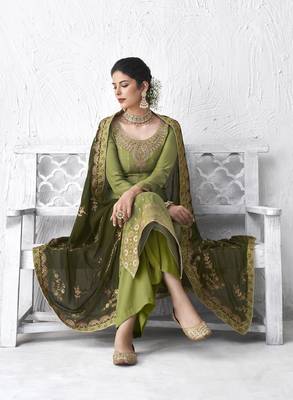 Green embroidered silk salwar 2
