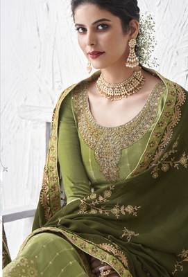 Green embroidered silk salwar 3