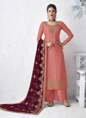 Light-pink embroidered silk salwar 1