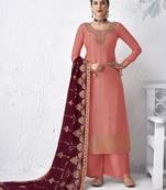 Light-pink embroidered silk salwar