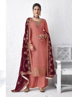 Light-pink embroidered silk salwar 2