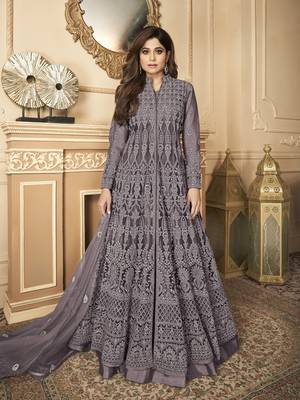 Mauve embroidered net salwar 1