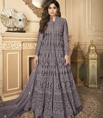 Mauve embroidered net salwar