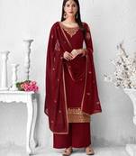 Red embroidered georgette salwar
