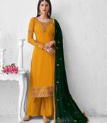 Yellow embroidered georgette salwar
