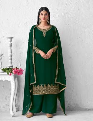 Green embroidered georgette salwar 1