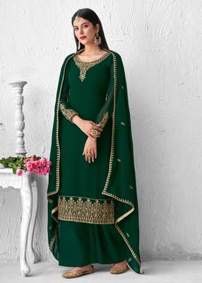 Green embroidered georgette salwar 2