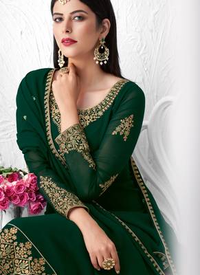 Green embroidered georgette salwar 3