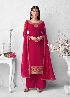 Pink embroidered georgette salwar 1
