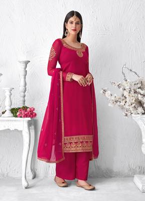 Pink embroidered georgette salwar 2