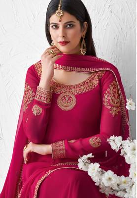Pink embroidered georgette salwar 3
