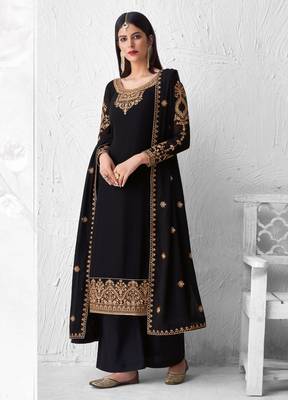 Black embroidered georgette salwar 1