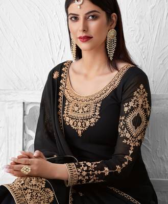 Black embroidered georgette salwar 2