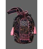 Ada Hand Embroidered Black Chanderi Lucknow Chikankari Potli A533695