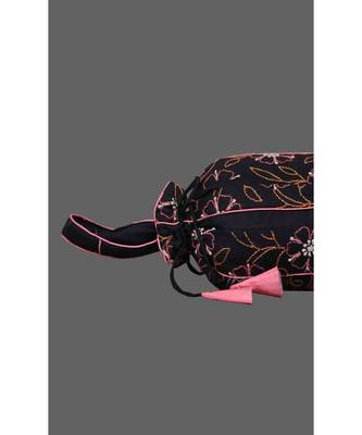 Ada Hand Embroidered Black Chanderi Lucknow Chikankari Potli A533695 2