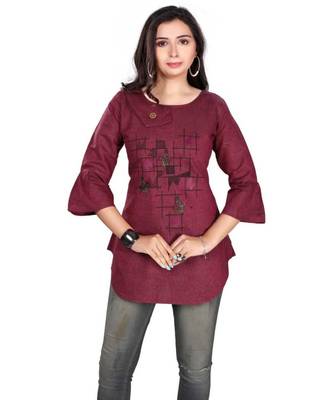 Women Embroidered Khadi Cotton Straight Kurta (Pink) 1