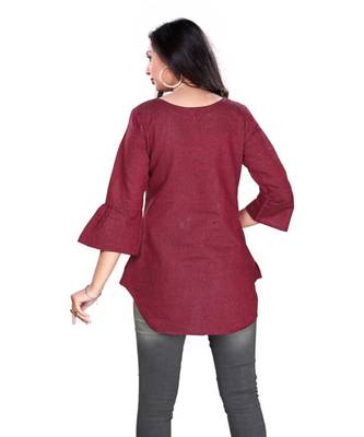 Women Embroidered Khadi Cotton Straight Kurta (Pink) 2