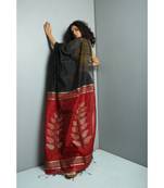 Black And Red Pallu Blended Silk Saree With Blouse