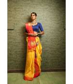 Red And Yellow Blended Silk With Blouse