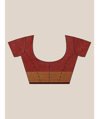 Shaily Women's Brown  Cotton Blend Woven Zari Saree 3