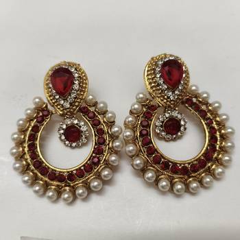 Maroon earrings With Moti Pearl 1