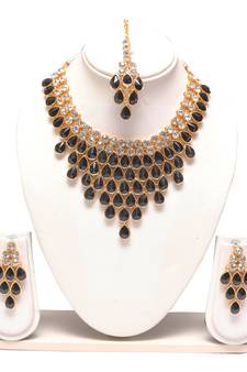 Black bridal necklace set