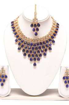 Royal blue bridal necklace set