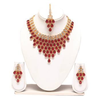 Maroon bridal necklace set 1