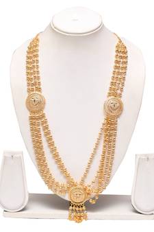 Gold layered long haram necklace