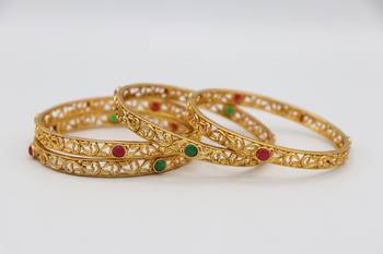 Gold Plated Stone Studded Bangles Set of 4 1