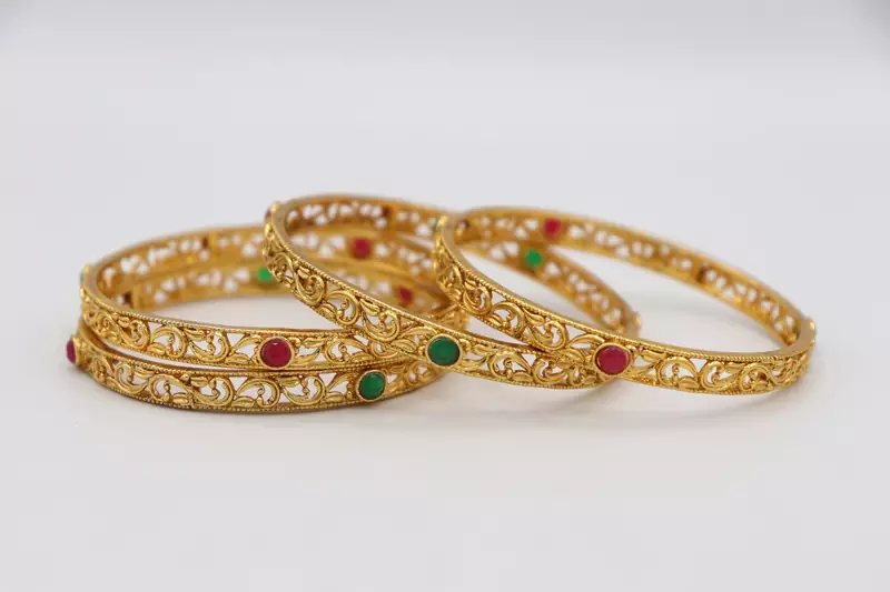 Gold Plated Stone Studded Bangles Set of 4