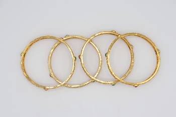 Gold Plated Stone Studded Bangles Set of 4 6