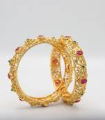Gold Plated Stone Studded  Designer Set of 2 Bangles