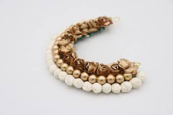 Gold Artificial Flower Gajra Hair Accessories for Women 3