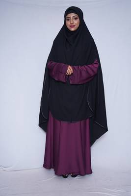 women's salafi/maftha/hijab/makhna/prayer hijab side cut BLACK-XL 2