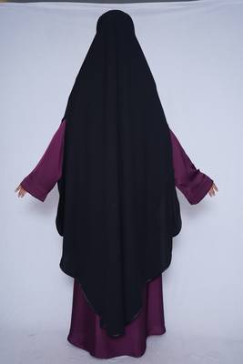 women's salafi/maftha/hijab/makhna/prayer hijab side cut BLACK-XL 3