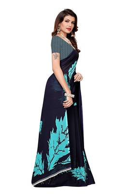 Blue printed georgette saree with blouse 3