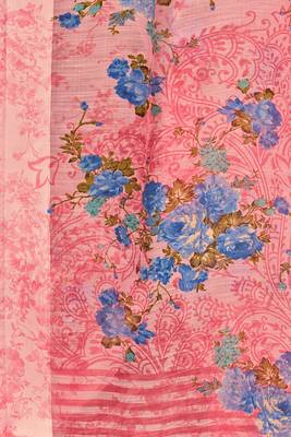 Pink woven cotton saree with blouse 4