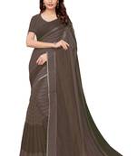 Brown woven cotton saree with blouse